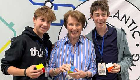 a grandma and her two grandsons