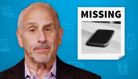 Tech Guru Ed Baig next to a missing flyer with a smartphone