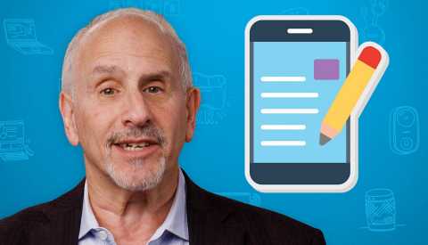 tech guru ed baig next to an illustration of a smartphone and pencil