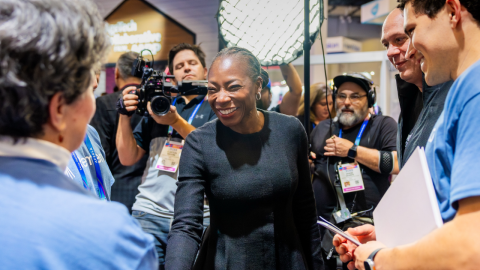 a photo shows a a r p CEO Dr. Myechia Minter-Jordan at CES 2026
