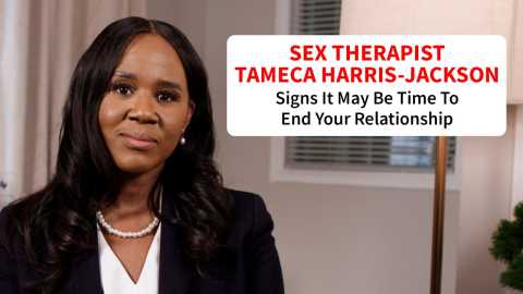 Sex therapist Tameca Harris-Jackson is shown in a still  from the video