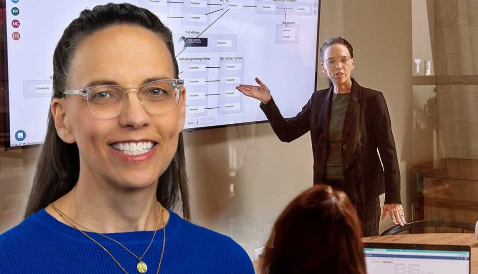 jennifer jacobs gives a presentation to a group of people