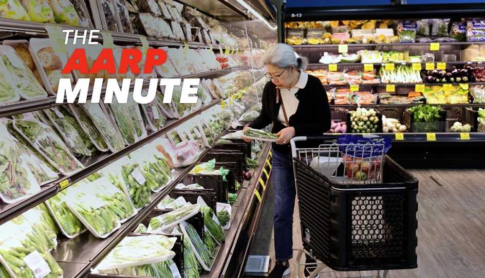 a woman shopping in a produce aisle