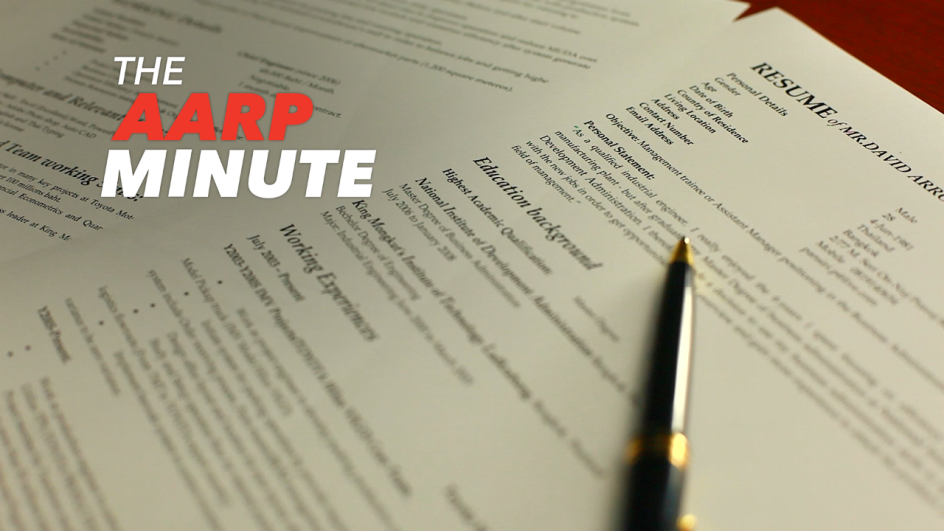 the a a r p minute written over a resume with a pen on it