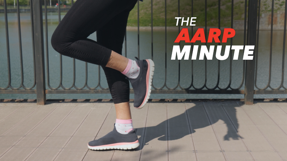 close up of feet in walking shoes. the a a r p minute