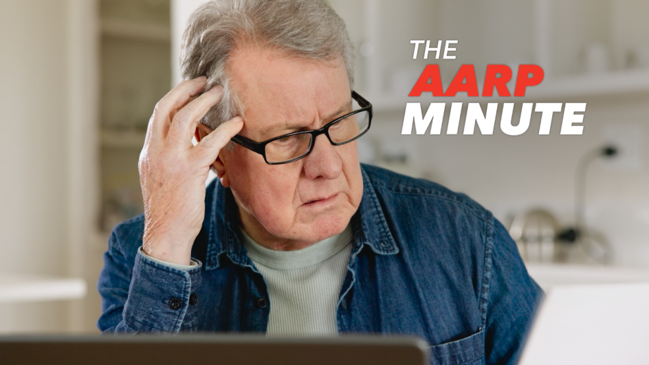 a man looking at a computer with a worried look on his face. the a a r p minute