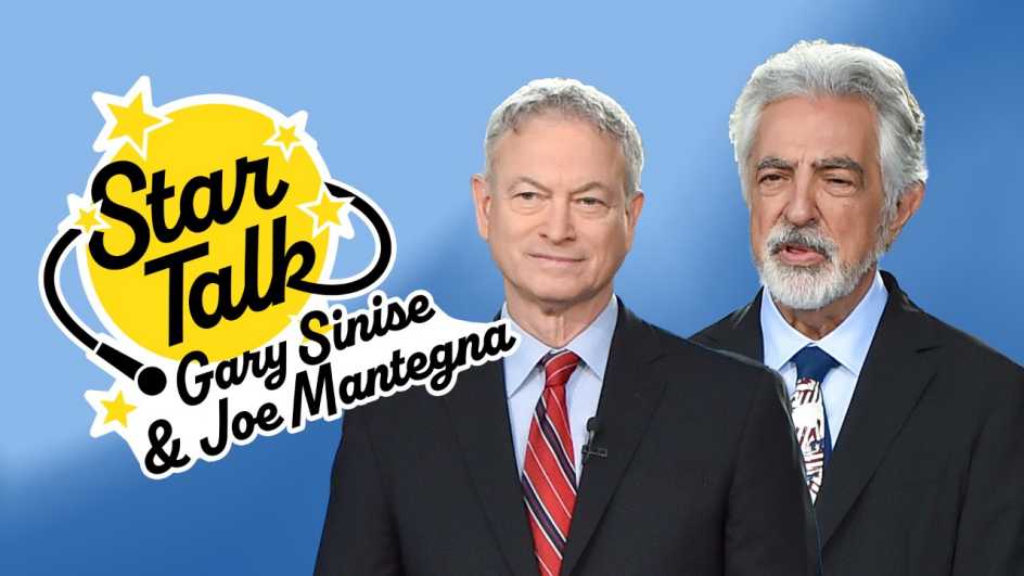 gary sinise and joe mantegna beside the star talk logo