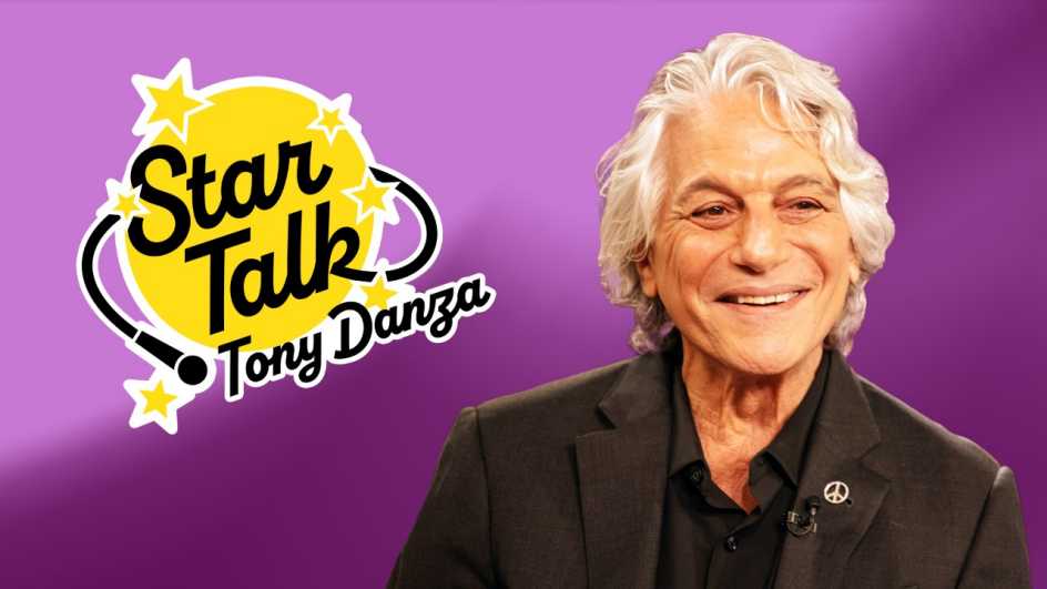 tony danza in front of a purple background with the star talk logo
