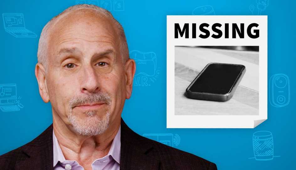 Tech Guru Ed Baig next to a missing flyer with a smartphone
