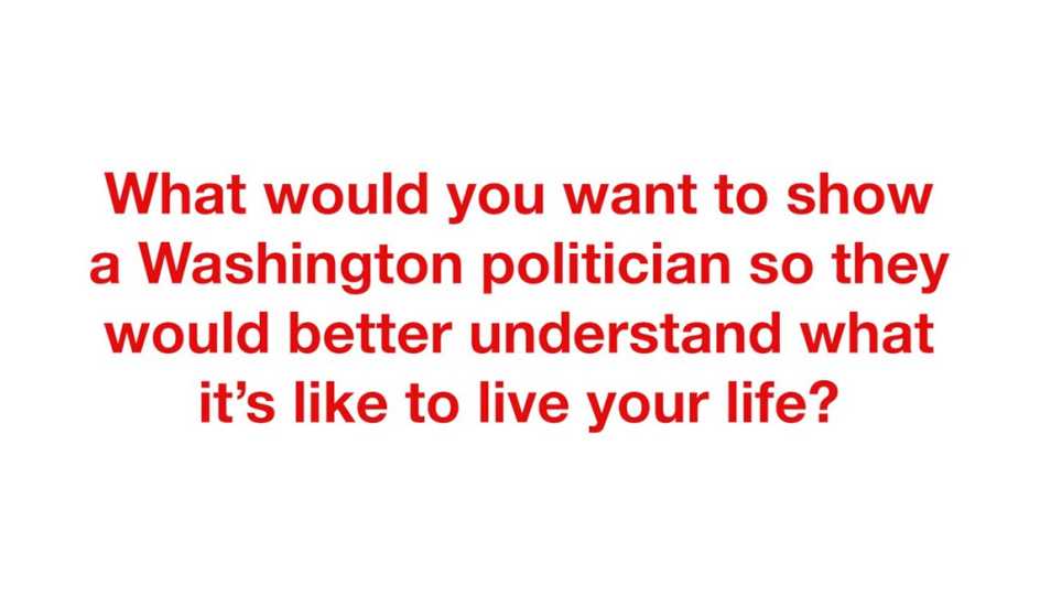 Question asked of women voters about what they would show politicians about their life.