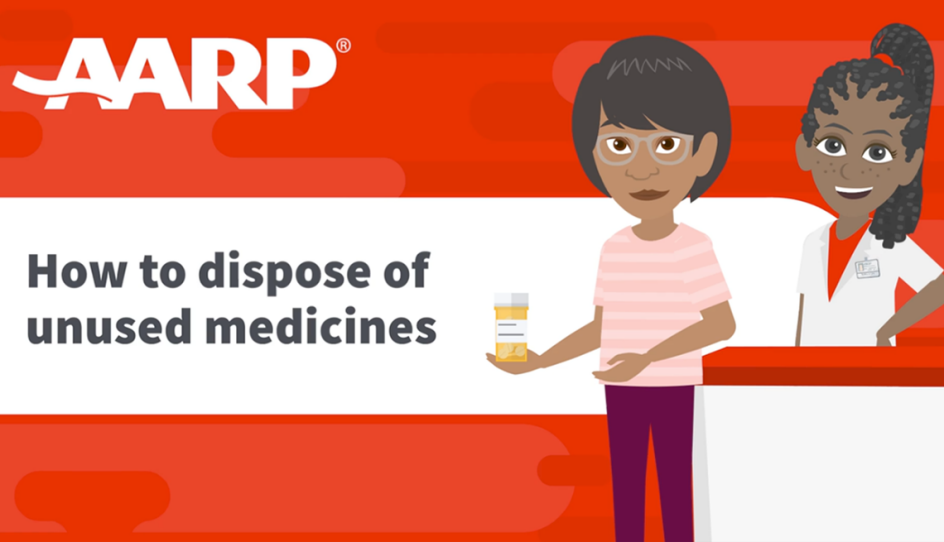 illustration of person holding prescription pill bottle with pharmacist in background