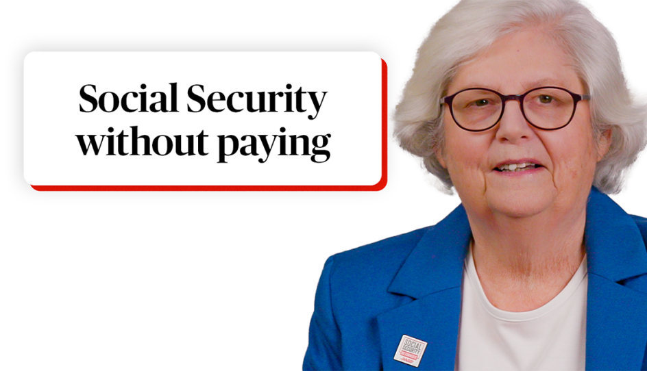 nancy leamond next to a text bubble that says social security without paying