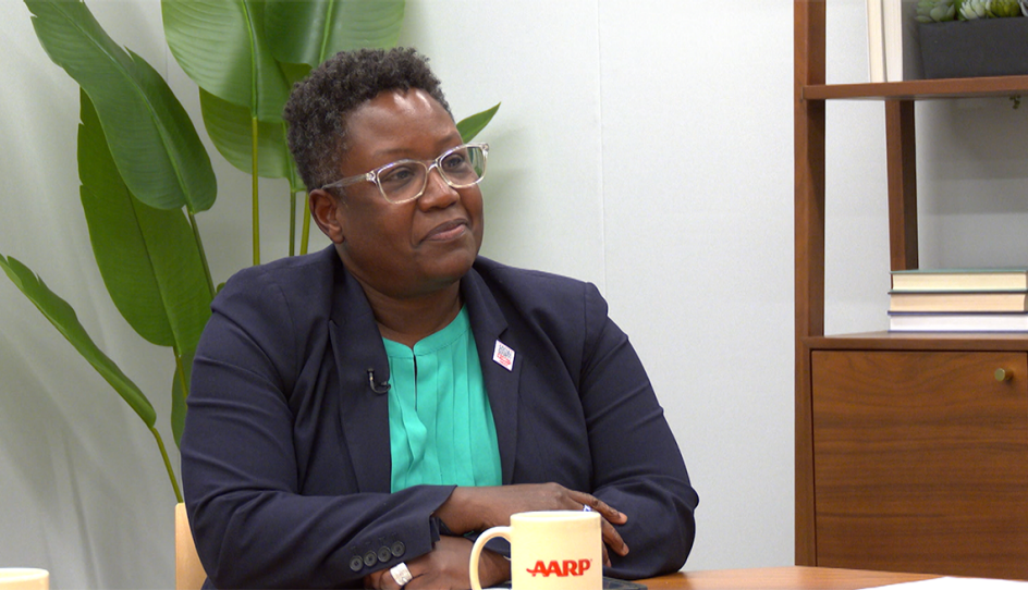 Jenn Jones during an AARP tele town hall