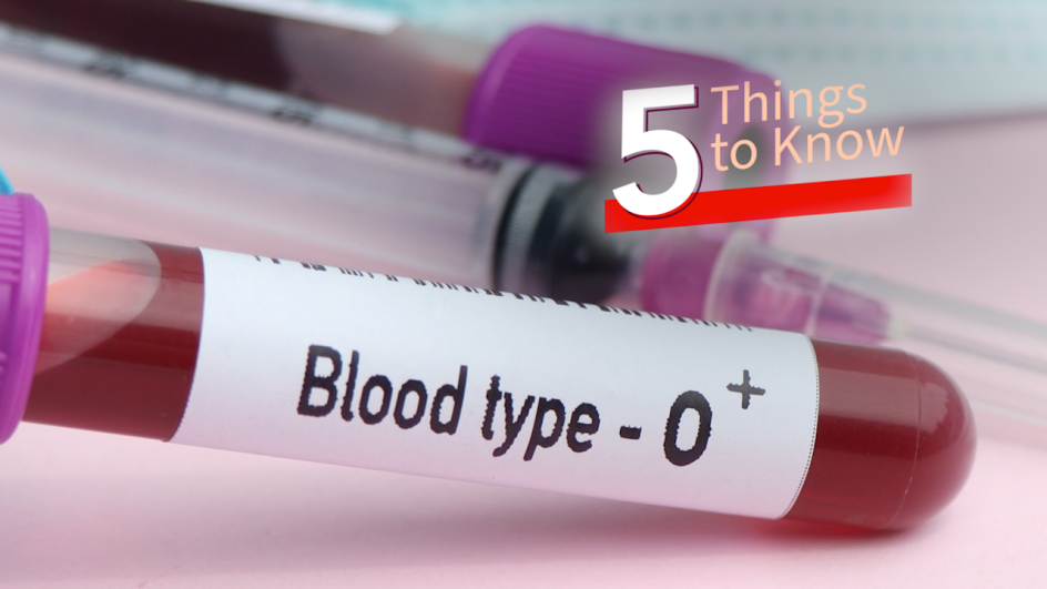 a vile of blood with a label that says blood type o positive