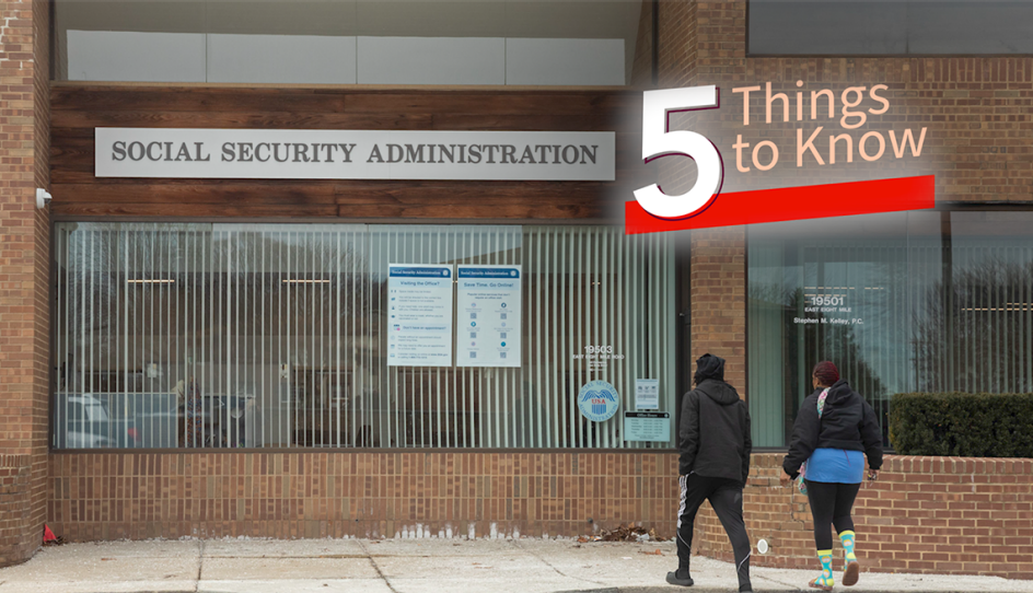 people walking into a social security office