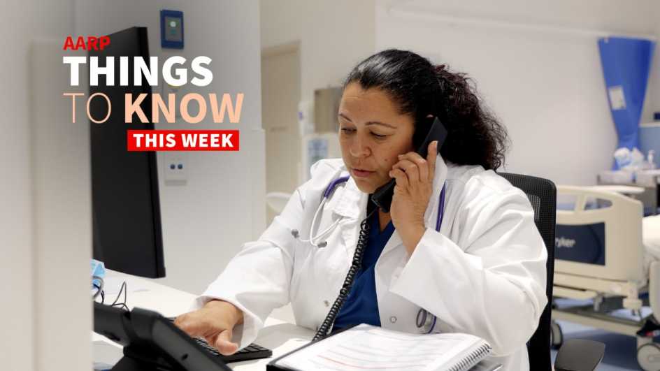 a photo shows a healthcare worker on the phone