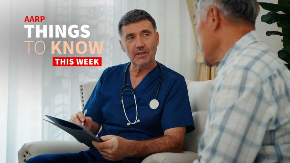 a photo shows a doctor consulting with an older adult male