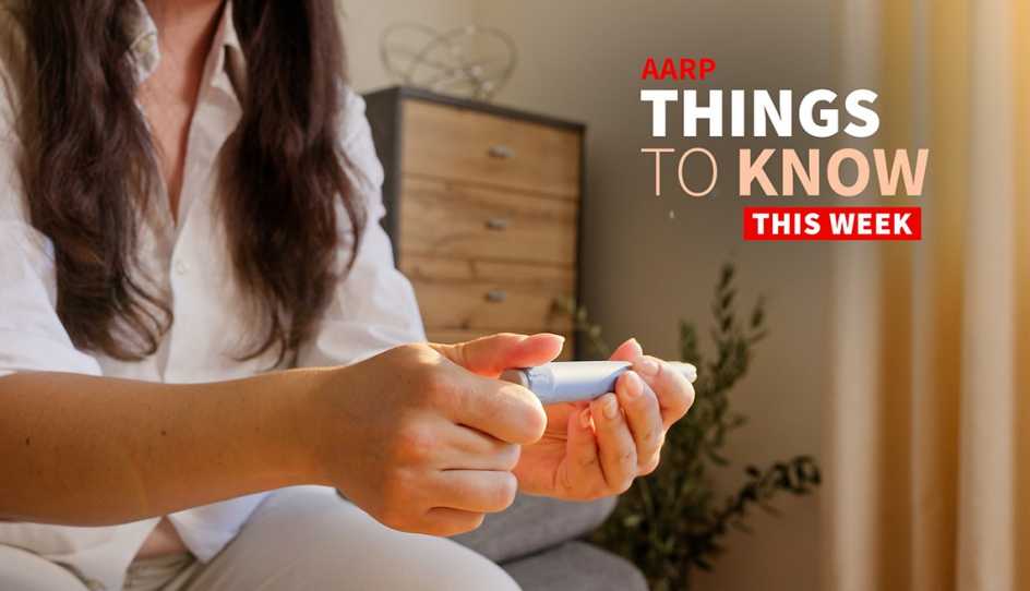 a woman looking at medication