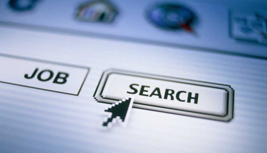 The words job and search on a computer screen