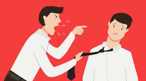 an illustration of a man in a work shirt yelling at another man in a work shirt on a red background an illustration of a man in a work shirt yelling at another man in a work shirt on a red background