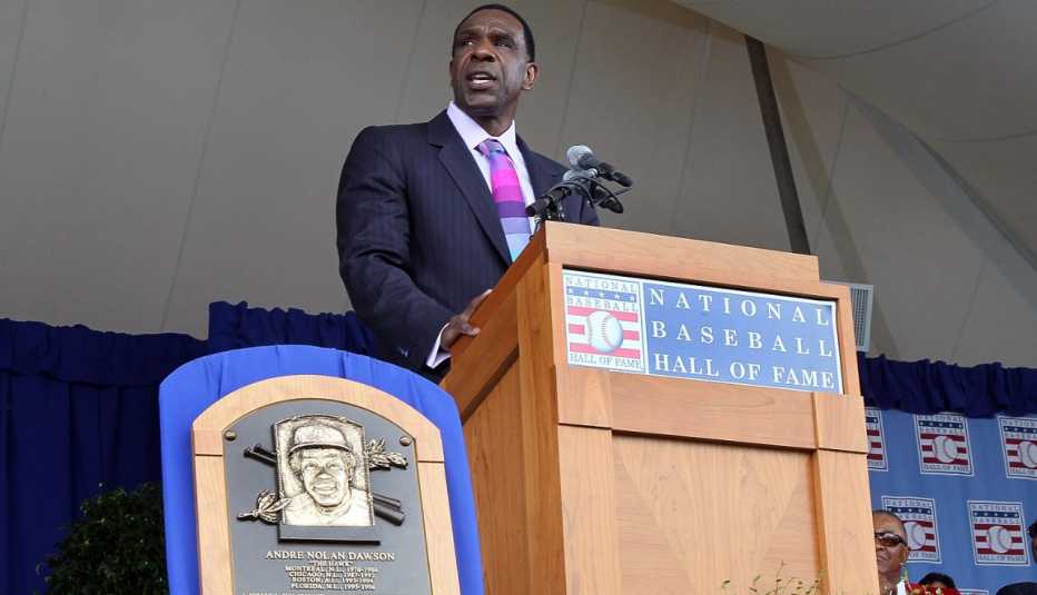 Andre Dawson is inducted into the hall of fame Andre Dawson is inducted into the hall of fame