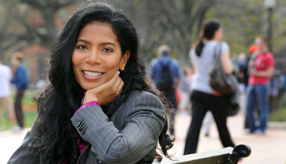Judy Smith, author of Good Self, Bad Self, sitting on a bench in a park Judy Smith, author of Good Self, Bad Self, sitting on a bench in a park