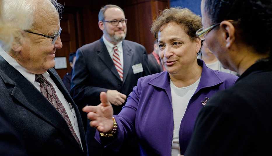 AARP CEO Jo Ann Jenkins, Center, Caregivers, Marianita Gorman, Don Schierling, Lawmakers, Fighting For America's Unpaid Family Caregivers 