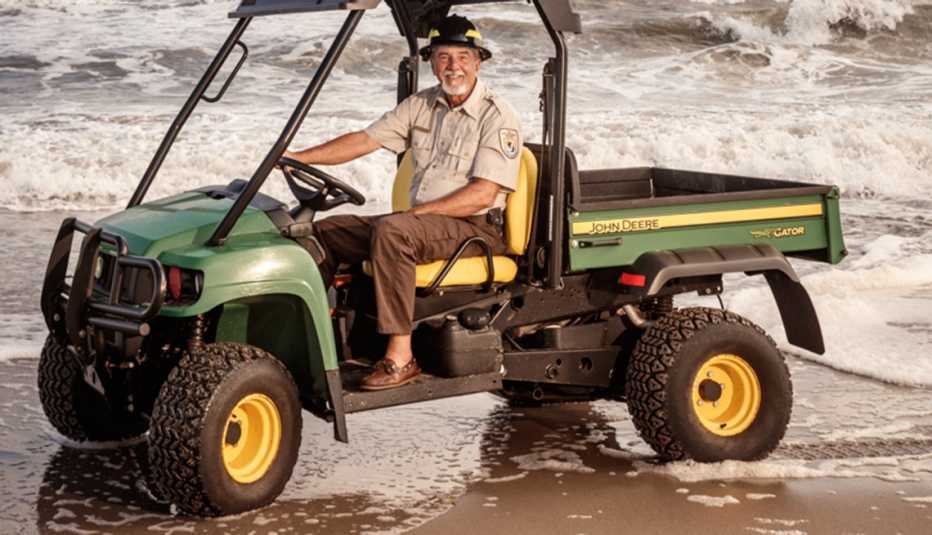 Park Ranger Dale Klco patrols at Hobe Sound in an ATV