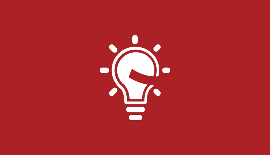 White lightbulb icon on red background symbolizing higher workplace engagement among workers 50 and older