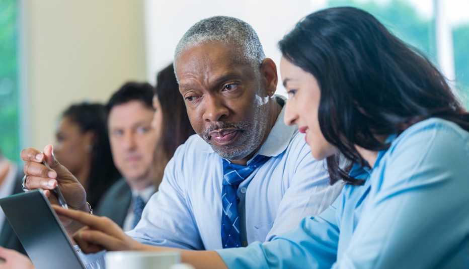 A man and woman working together