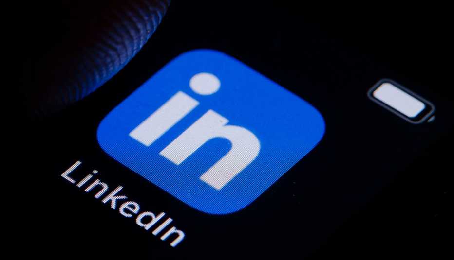 the linkedin logo on a smartphone