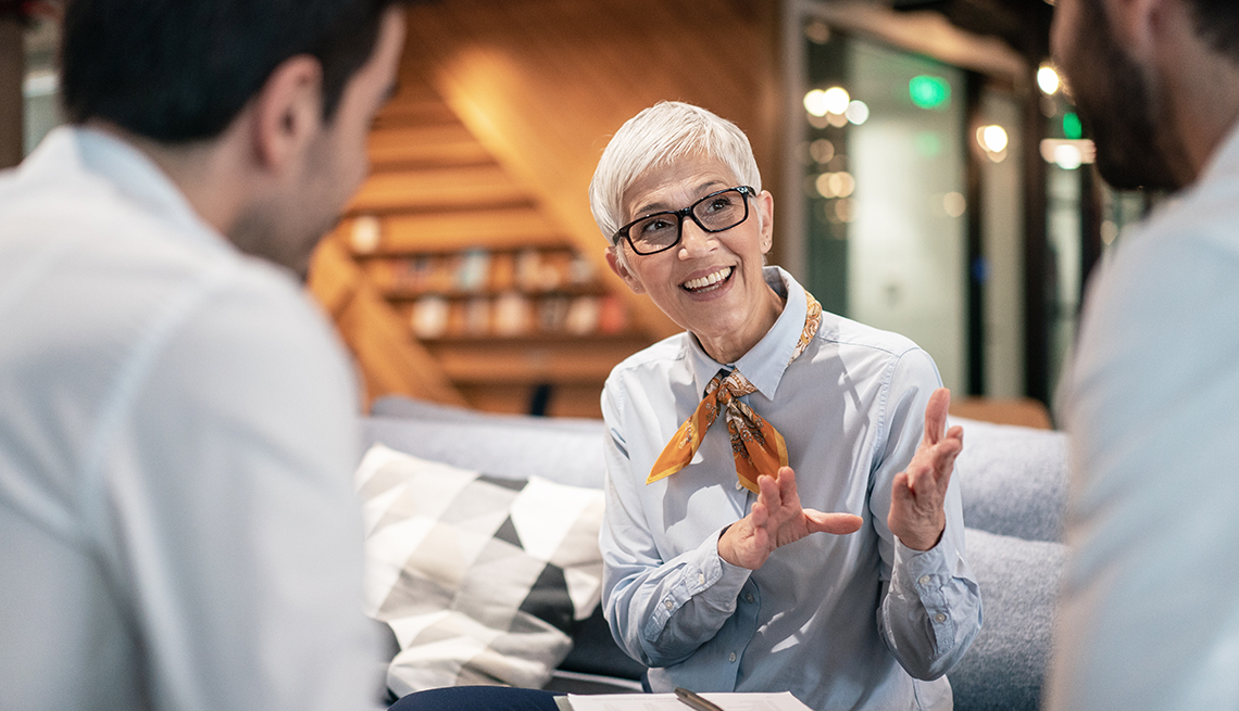 A woman is at a job interview