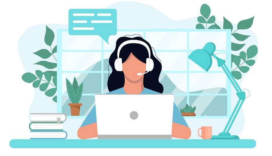illustration of a woman working at her desk
