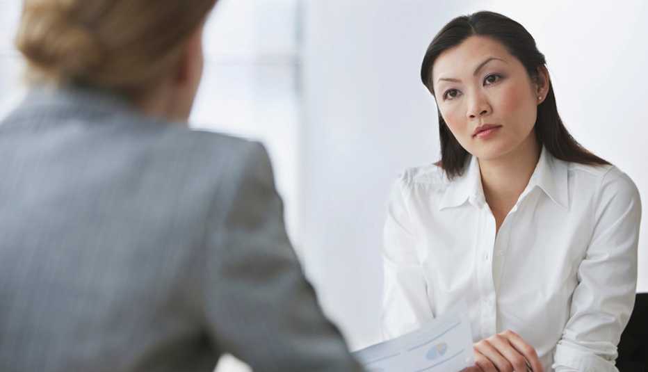 Two women at a job interview
