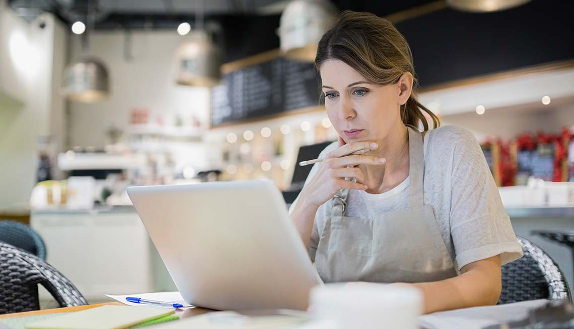 Woman searching for job online