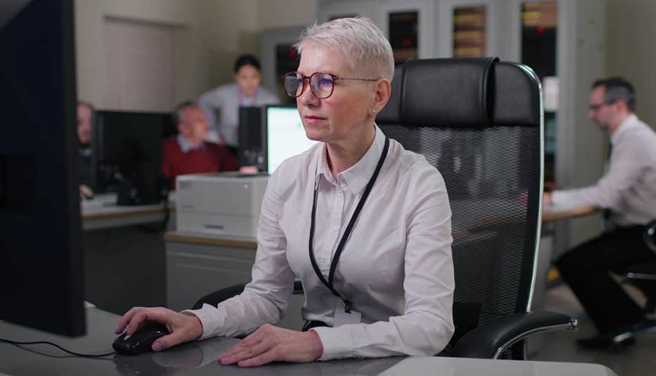 a woman in work clothes