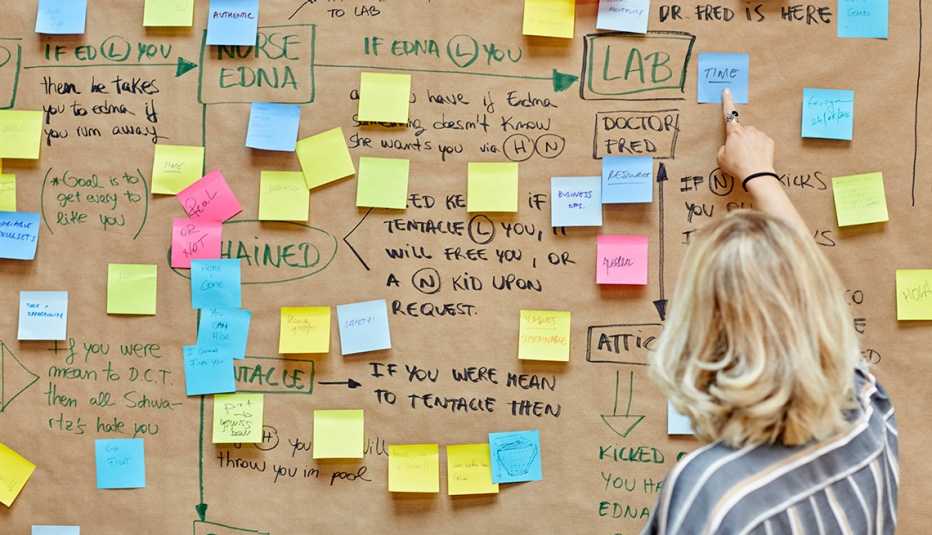 A woman going over her business plan