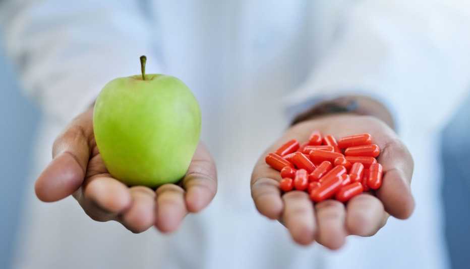 Manzana versus pastillas Manzana versus pastillas