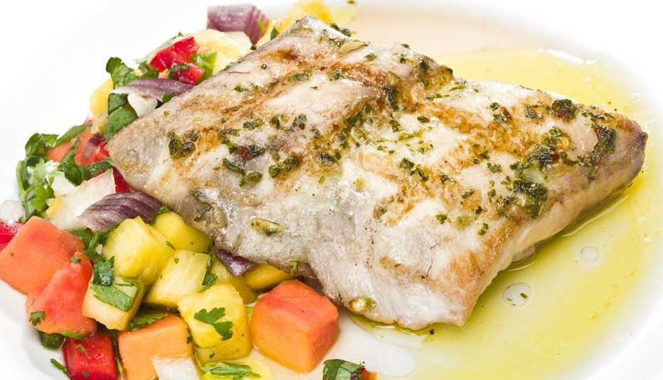 Pargo a la plancha con vegetales
