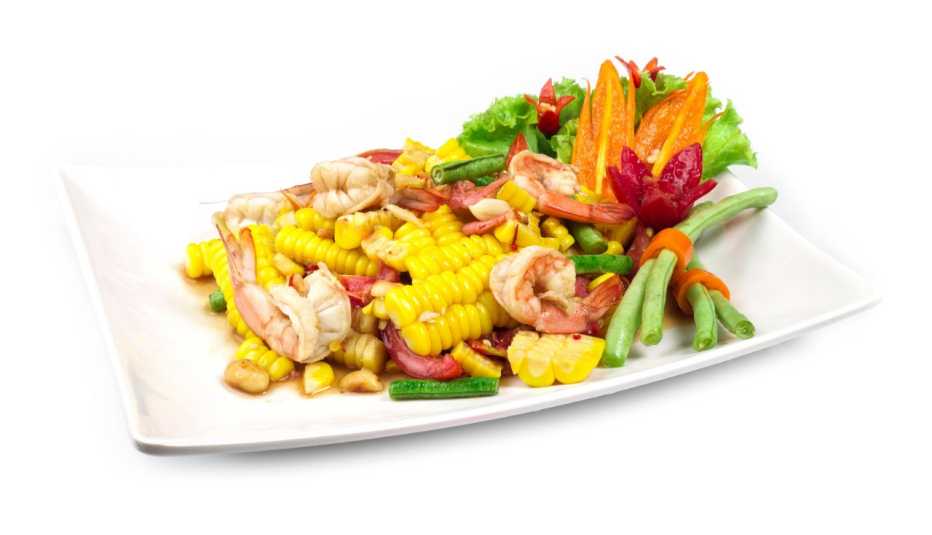 Vegetales  y camarones