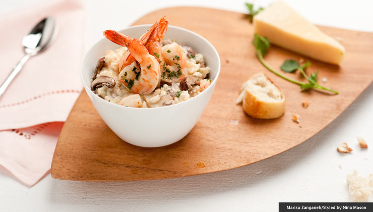 Risotto amoroso con camarones