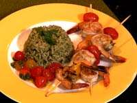 Receta - Arroz verde con camarones Receta - Arroz verde con camarones