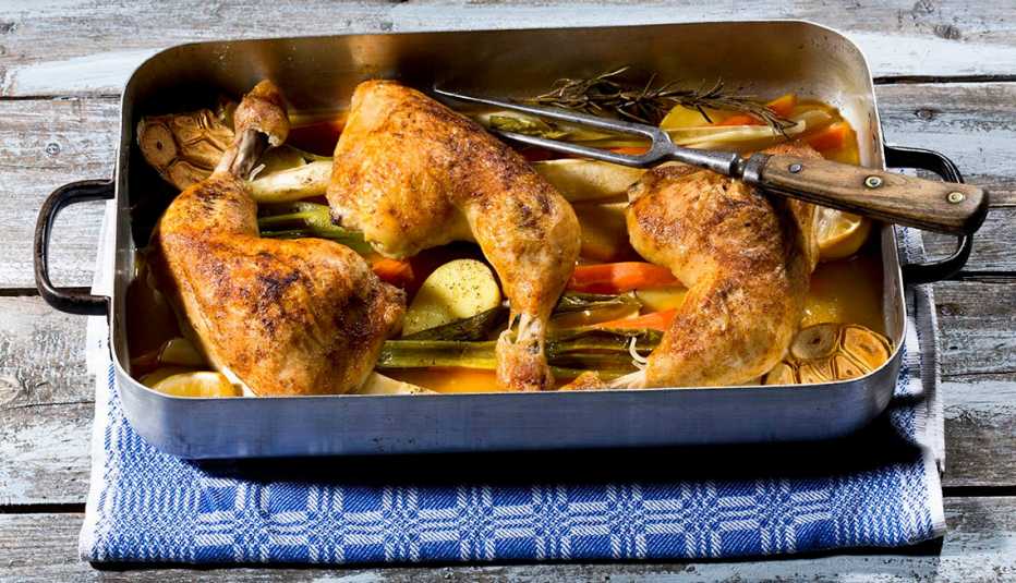 Pollo asado con vegetales