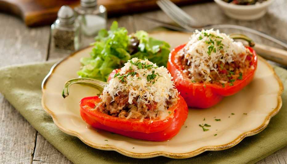 Tacos de pimientos rellenos de carne