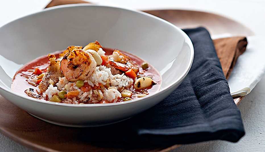 Bowl con camarones y arroz