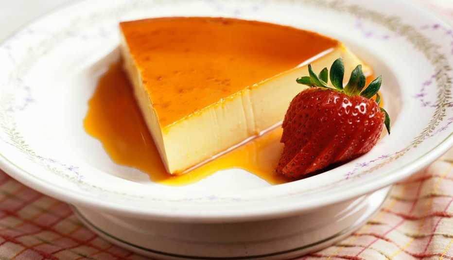 Flan de fresas