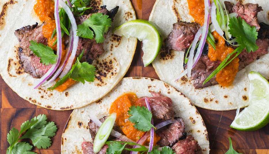 Tacos de fajita de res 