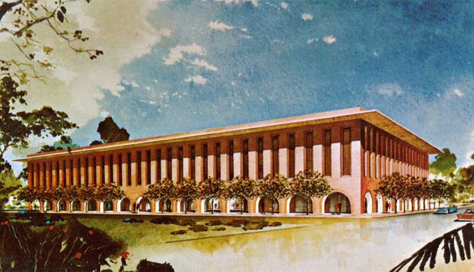 Imagen del edificio de gerontología, Ethel Percy Andrus Gerontology Center.