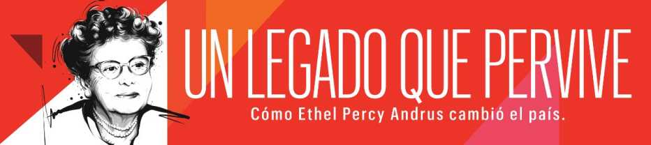 Pancarta con el rostro de Dra. Ethel Percy Andrus, y titulada Un Legado que Pervive