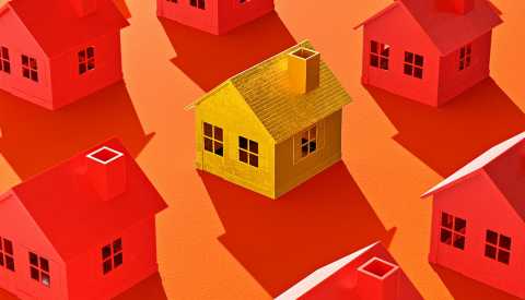 Tu hipoteca del 3% explicada grupo de casas todas de rojo pero una es amarilla